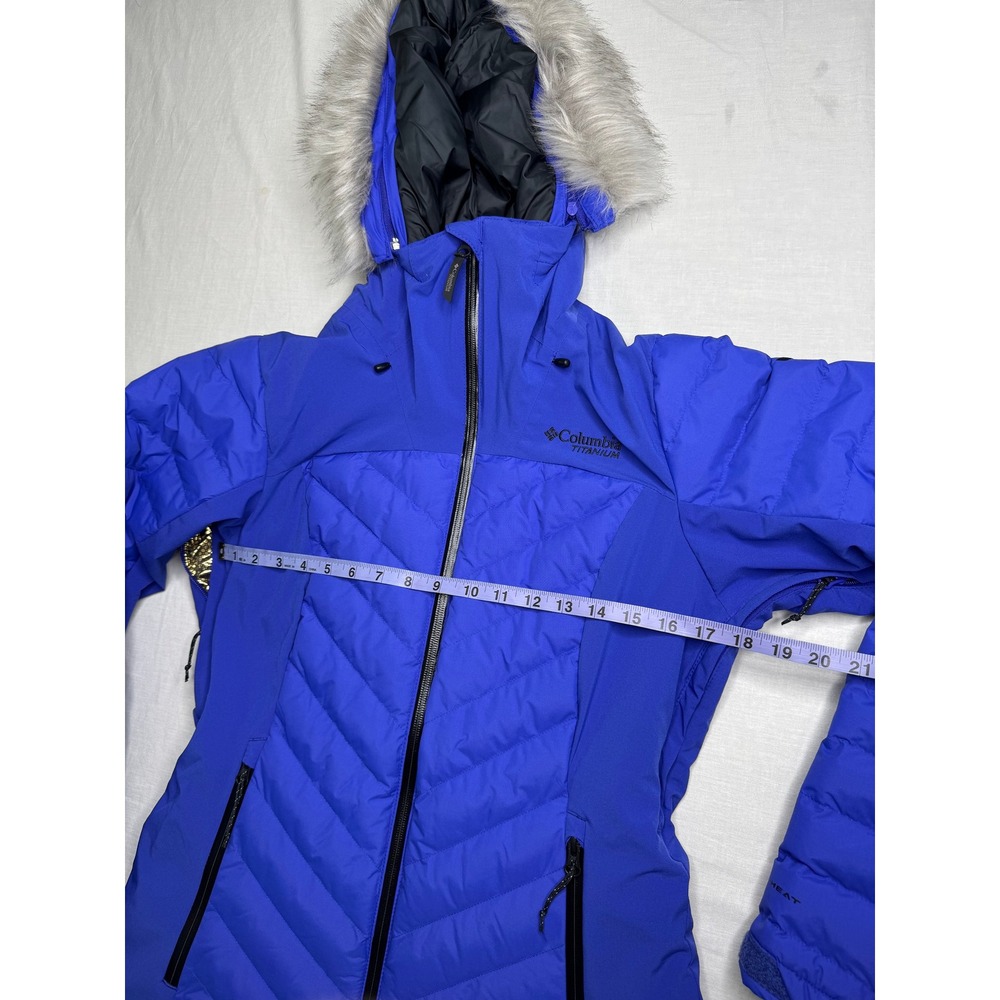 Columbia Titanium Women's Blue Omni-Heat Insulated Ski Jacket Faux Fur M - Picture 6 of 11